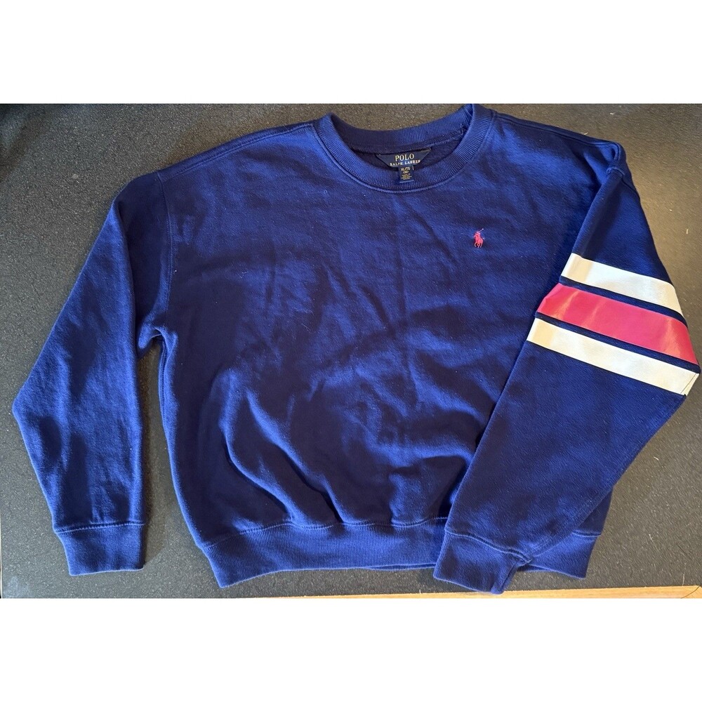 Polo Ralph Lauren Collegiate Sweatshirt Crewneck Kids Blue XL 16 School kidcore